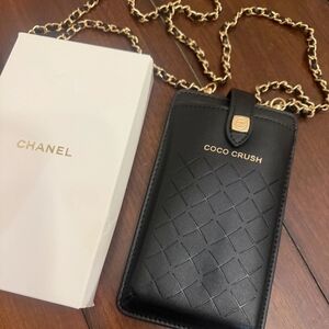 CHANEL Coco Crush Black W/ Gold Chain CROSSBODY Phone & Card Holder Bag GWP